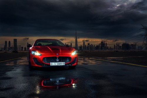 Image red bmw m 3 on road during night time