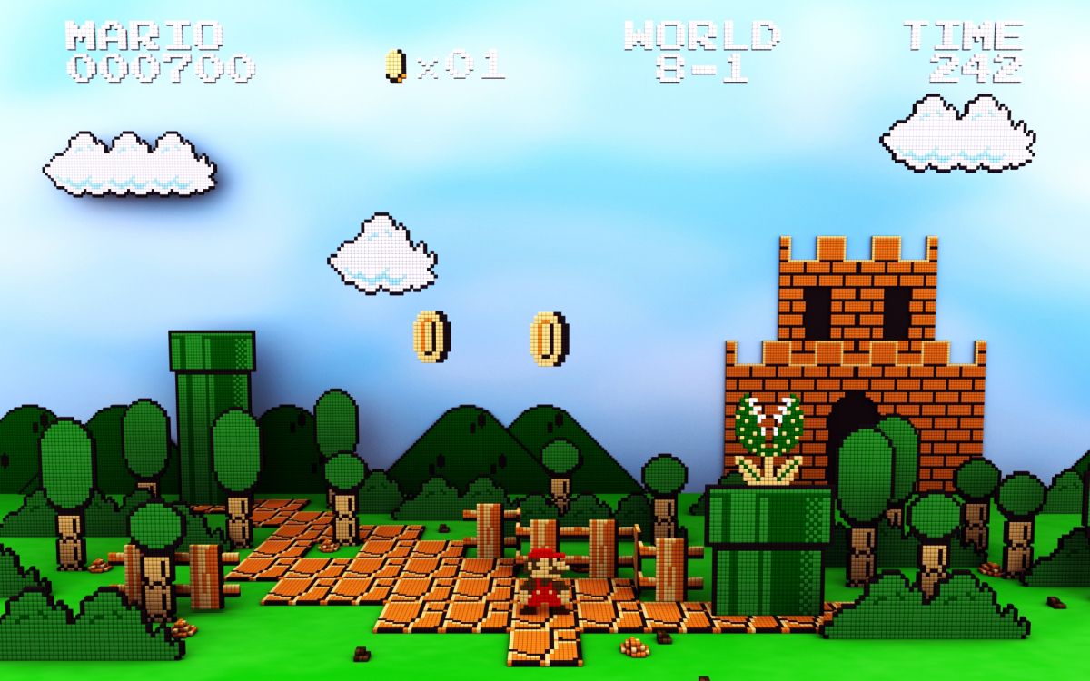Super Mario Bros, Cartoon, Games, Kröte, Baum. Wallpaper in 1920x1200 Resolution
