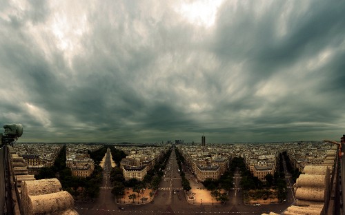 Image aerial view of city under cloudy sky during daytime