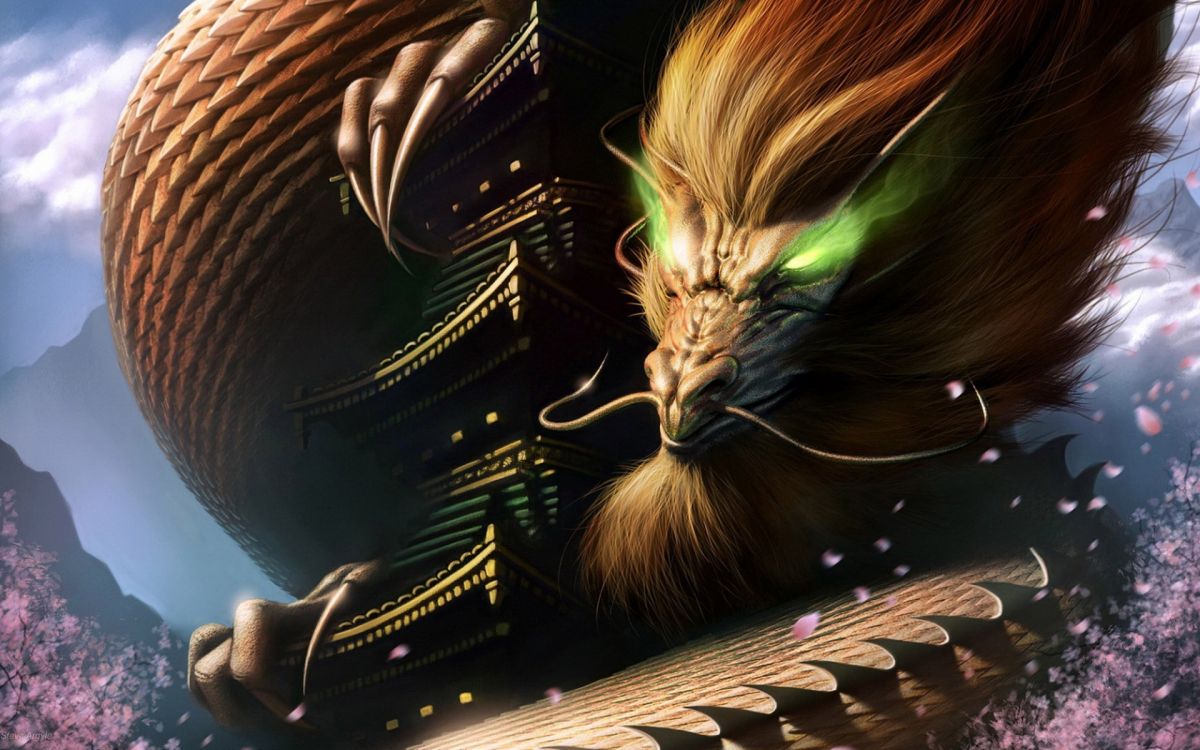 龙, 空间, 屋顶, Cg的艺术品, 特效 壁纸 1920x1200 允许