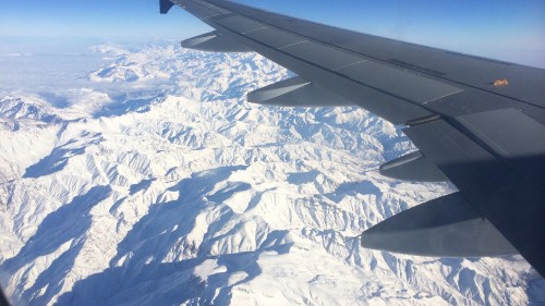 Image white and blue snow covered mountain