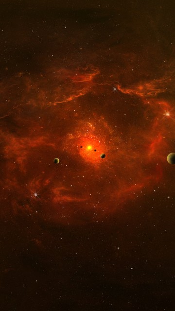 Image red and black galaxy with stars