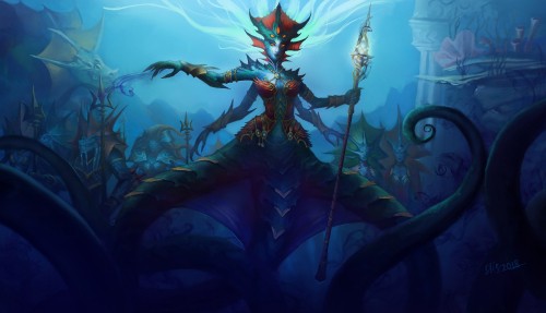 Image Queen Azshara, illustration, demon, dragon, art