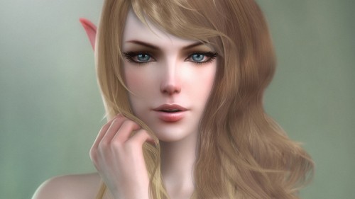 Image elf, graphics, fantasy, blond, lip