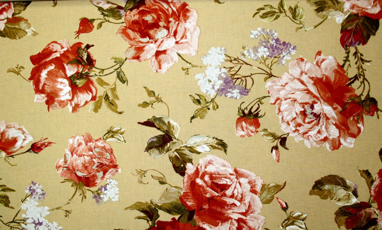 Textil Floral Blanco Rojo y Verde. Wallpaper in 3406x2051 Resolution