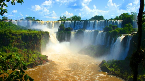 Image waterfalls under blue sky and white clouds during daytime