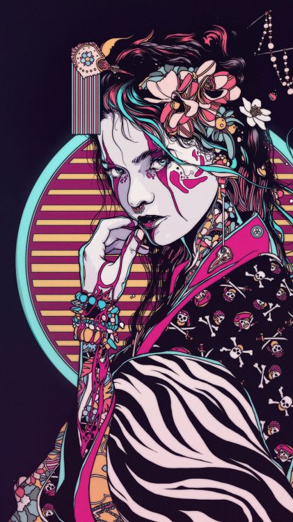 Japanische Kunst, Kunst, Ärmel, Pink, Malerei. Wallpaper in 1080x1920 Resolution