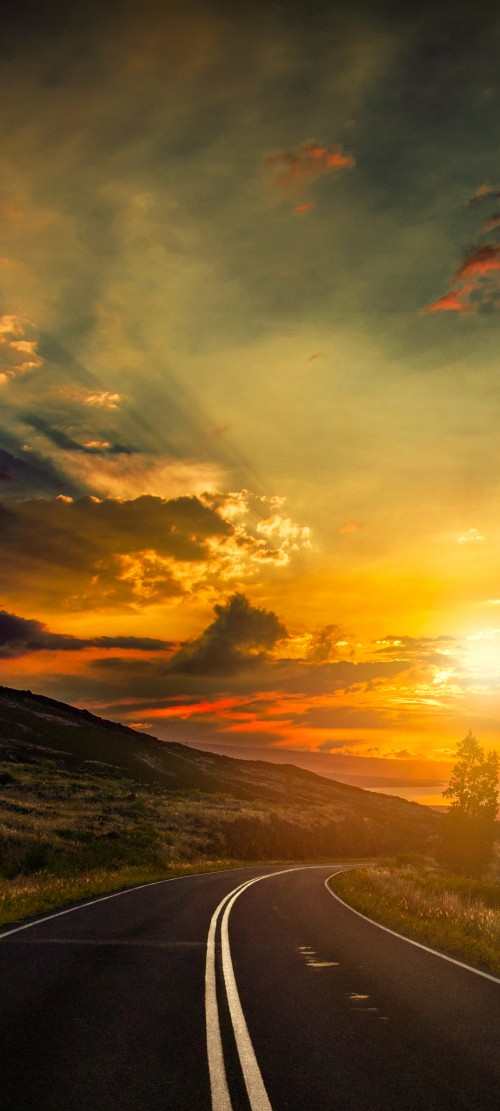 Image landscape road sunset, sunset, road, cloud, landscape