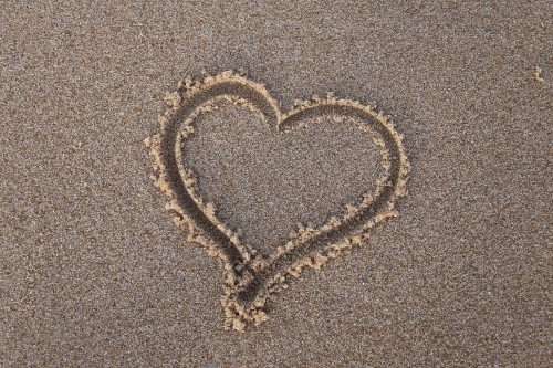 Image beach, sand, heart, love, symbol