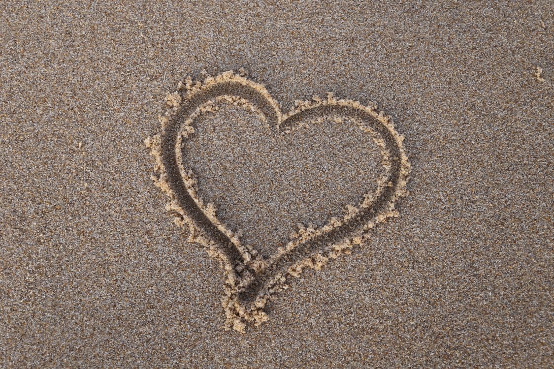 beach, sand, heart, love, symbol