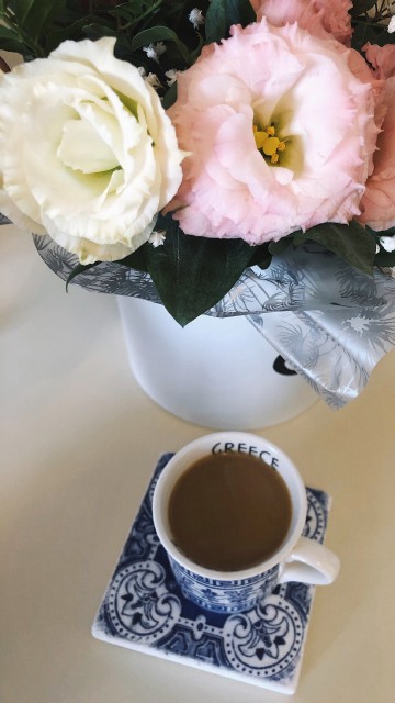 Image coffee cup, floral design, vase, Coffee, tea