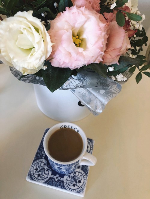 Image coffee cup, floral design, vase, Coffee, tea