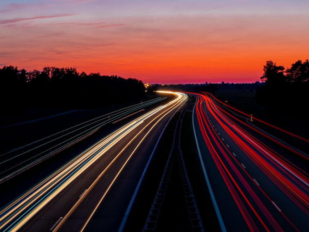 高速公路, 红色的, 地平线, 光, 晚上 壁纸 4608x3456 允许