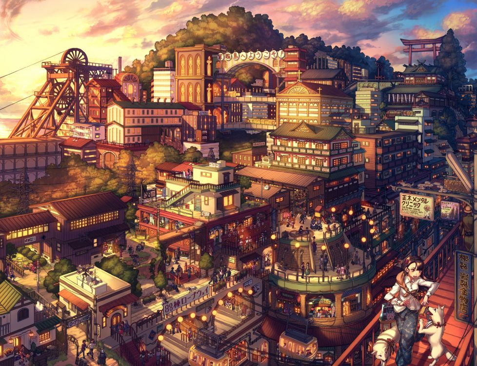 Wallpaper Japan, Anime, City, Cityscape, Metropolis, Background - Download  Free Image