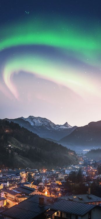 Téléphone du Village Des Aurores Boréales, Lumière, Atmosphère, L'écorégion, Nature. Wallpaper in 1080x2340 Resolution