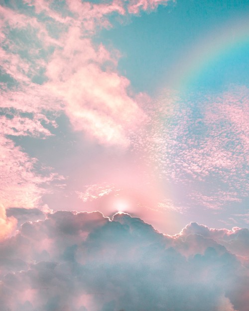 Image cloud, rainbow, pink, daytime, atmosphere