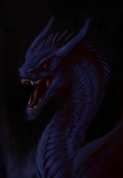 Blauer Drache Mit Schwarzem Hintergrund. Wallpaper in 2560x3698 Resolution