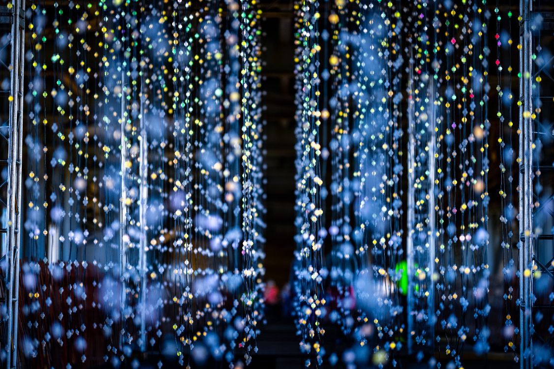 圣诞彩灯, 光, 对称, 电蓝色的, Garland 壁纸 6048x4025 允许