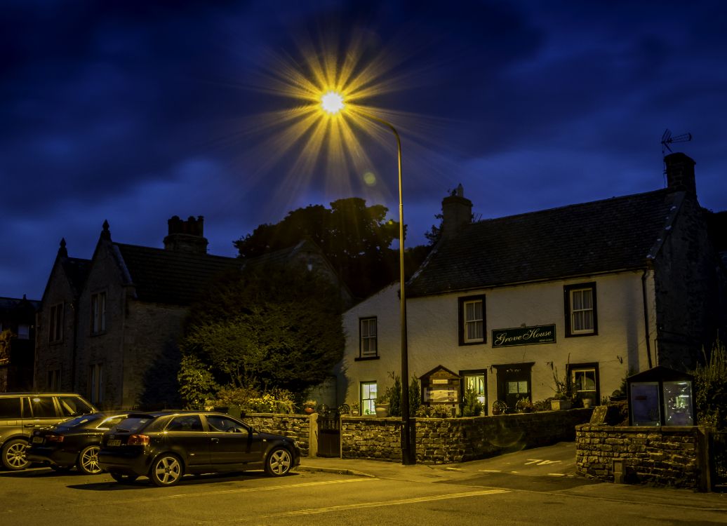 路灯, 光, 住宅区, 黄色的, 的房子 壁纸 4000x2893 允许