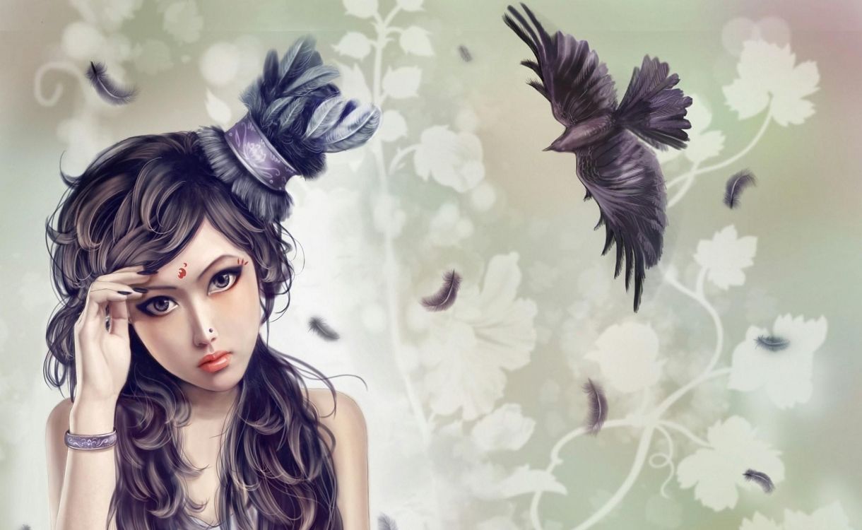 Woman With Black Wings and Black Wings. Wallpaper in 1920x1180 Resolution