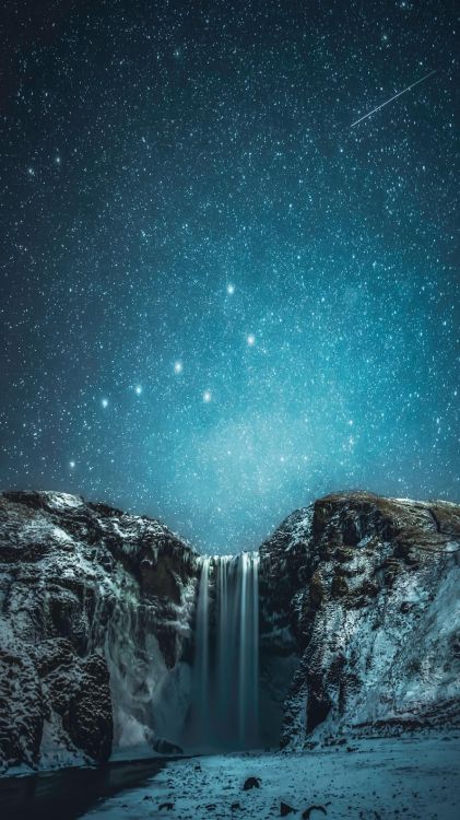 性质, Skgafoss, 气氛, 自然景观, 天文学对象 壁纸 2160x3840 允许