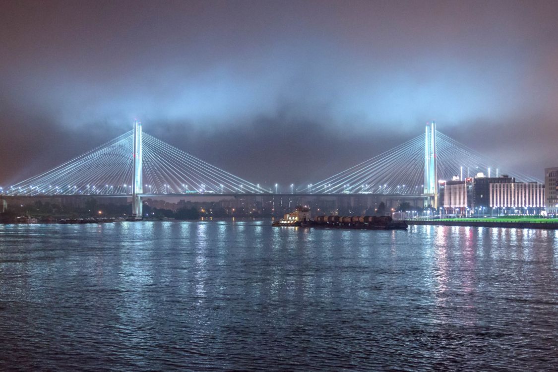 bridge over body of water during night time