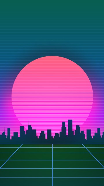 Image cyberpunk, vaporwave, Synthwave, natural environment, purple
