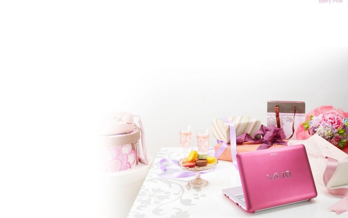 Ordinateur Portable Rose Sur Table. Wallpaper in 2560x1600 Resolution