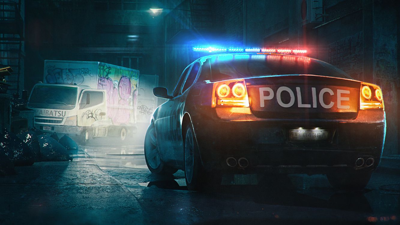 el Coche de la Policía, Coche, Neumatico, Rueda, Iluminación Automotriz. Wallpaper in 5120x2880 Resolution