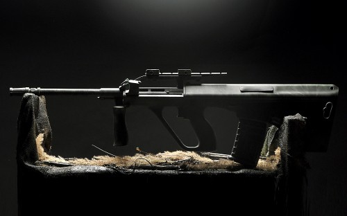 Image steyr aug, gun, black, weapon, rifle