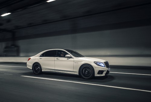 Image white mercedes benz coupe on road