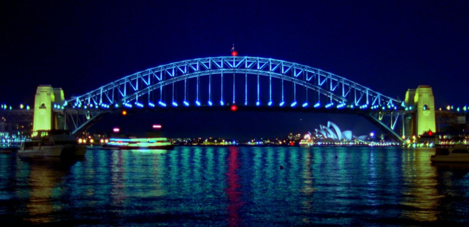 Pont Au-dessus D'un Plan D'eau Pendant la Nuit. Wallpaper in 3200x1550 Resolution