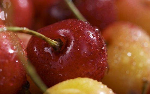 Image red apple fruit and yellow citrus fruit