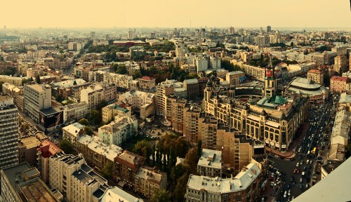 Image aerial view of city buildings during daytime