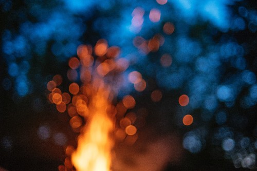 Image blue and yellow bokeh lights