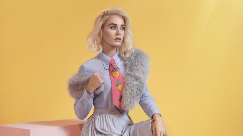 Image katy perry, clothing, yellow, fur, fashion