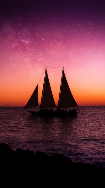 Image sailboat on sea under blue sky