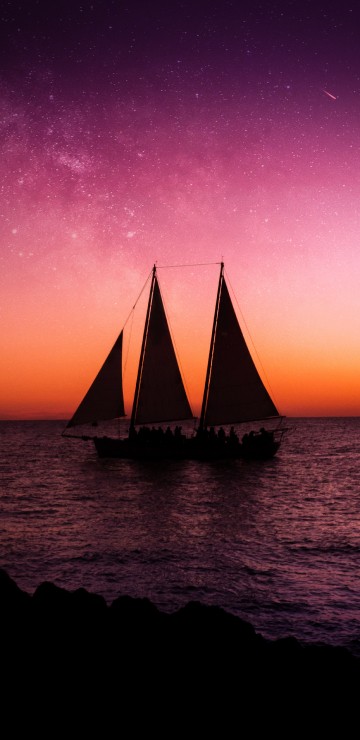 Image sailboat on sea under blue sky