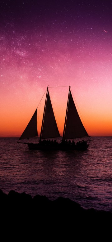 Image sailboat on sea under blue sky