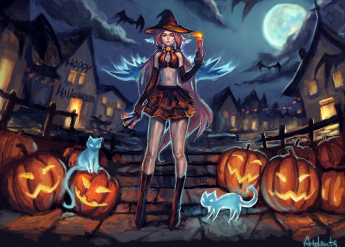 Image anime, Pumpkin, halloween, painting, fictional character