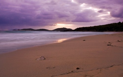 Image brown sand beach during sunset