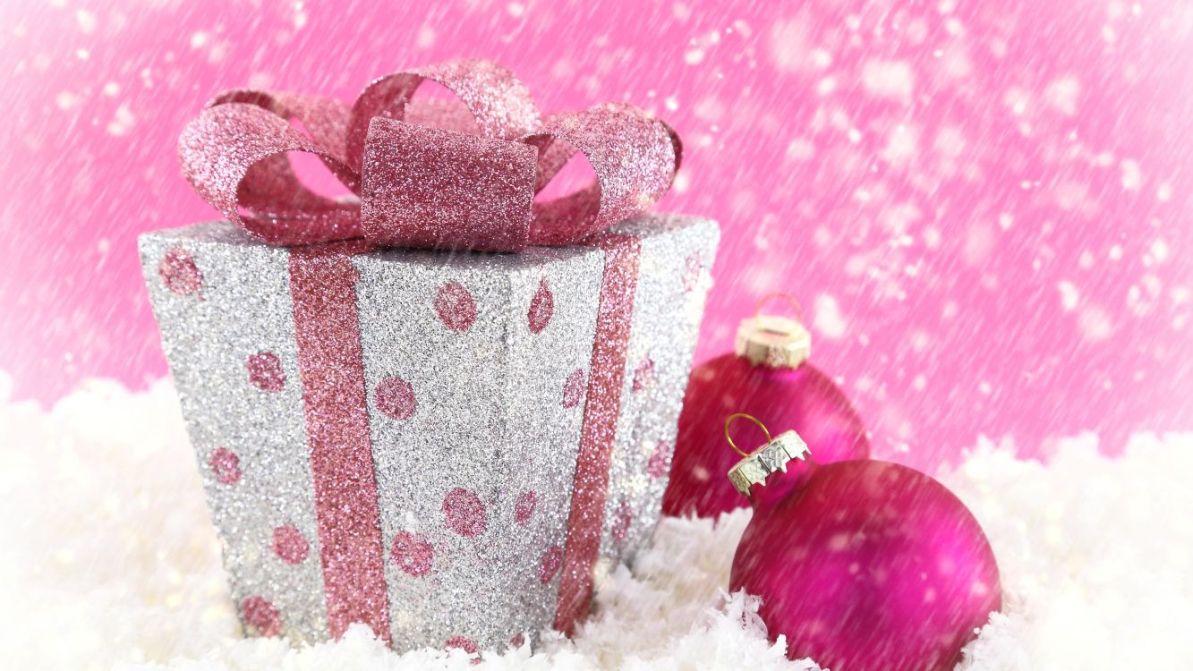 Le Jour De Noël, Pink, Glitter, Magenta, Ornement de Noël. Wallpaper in 2560x1440 Resolution