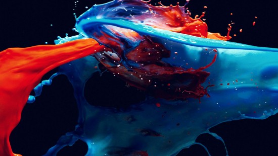 Image blue red and white abstract painting