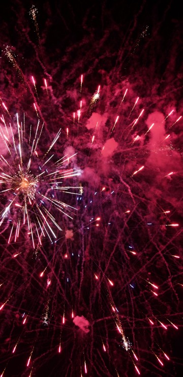 Image fireworks, pink, new years day, red, night