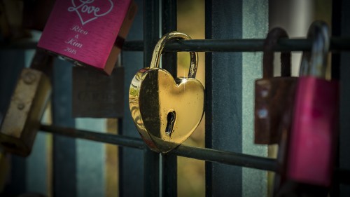 Image padlock, Lock, love, yellow, pink