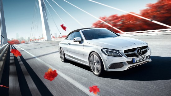 Image silver mercedes benz coupe on road