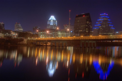 Image city skyline during night time