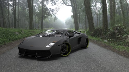 Image black lamborghini aventador parked on gray asphalt road during daytime