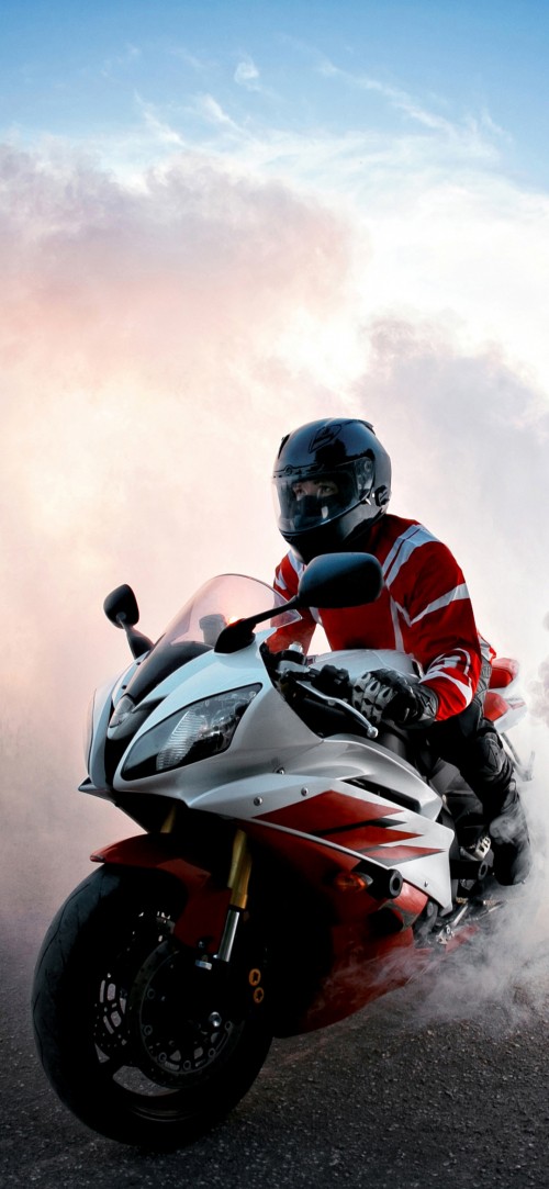 Download wallpaper 1600x900 motorcyclist bike motorcycle helmet  widescreen 169 hd background