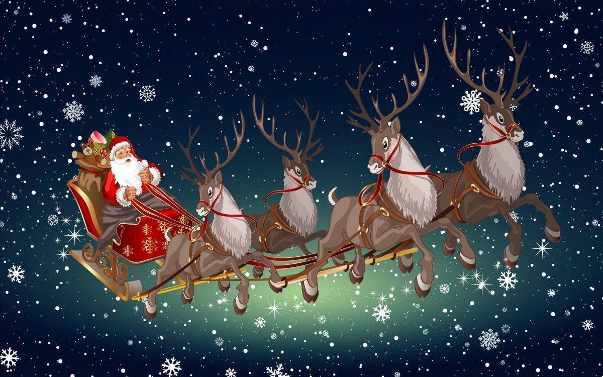 Rentier, Weihnachten, Weihnachtsmann, Weihnachtskarte, Illustration. Wallpaper in 2560x1600 Resolution